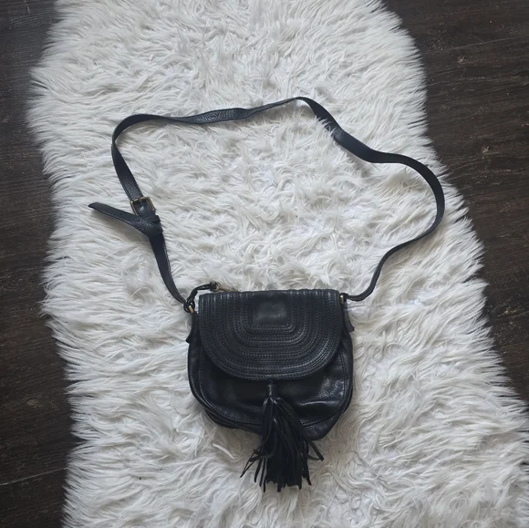 Fossil Emi Tassel Eegant Black Leather Shoulder Bag - Picture 2 of 7